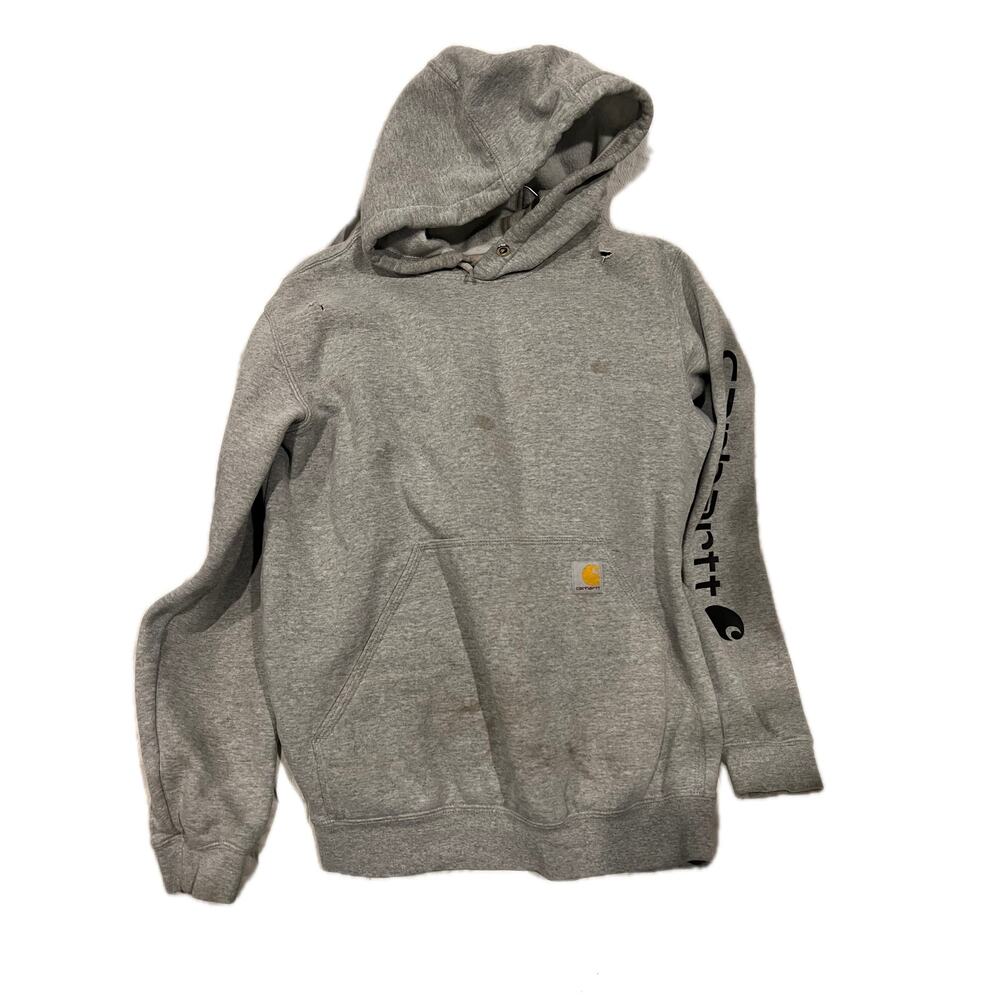 Carhartt Gray Pullover Hoodie Mens Small Loose Fit